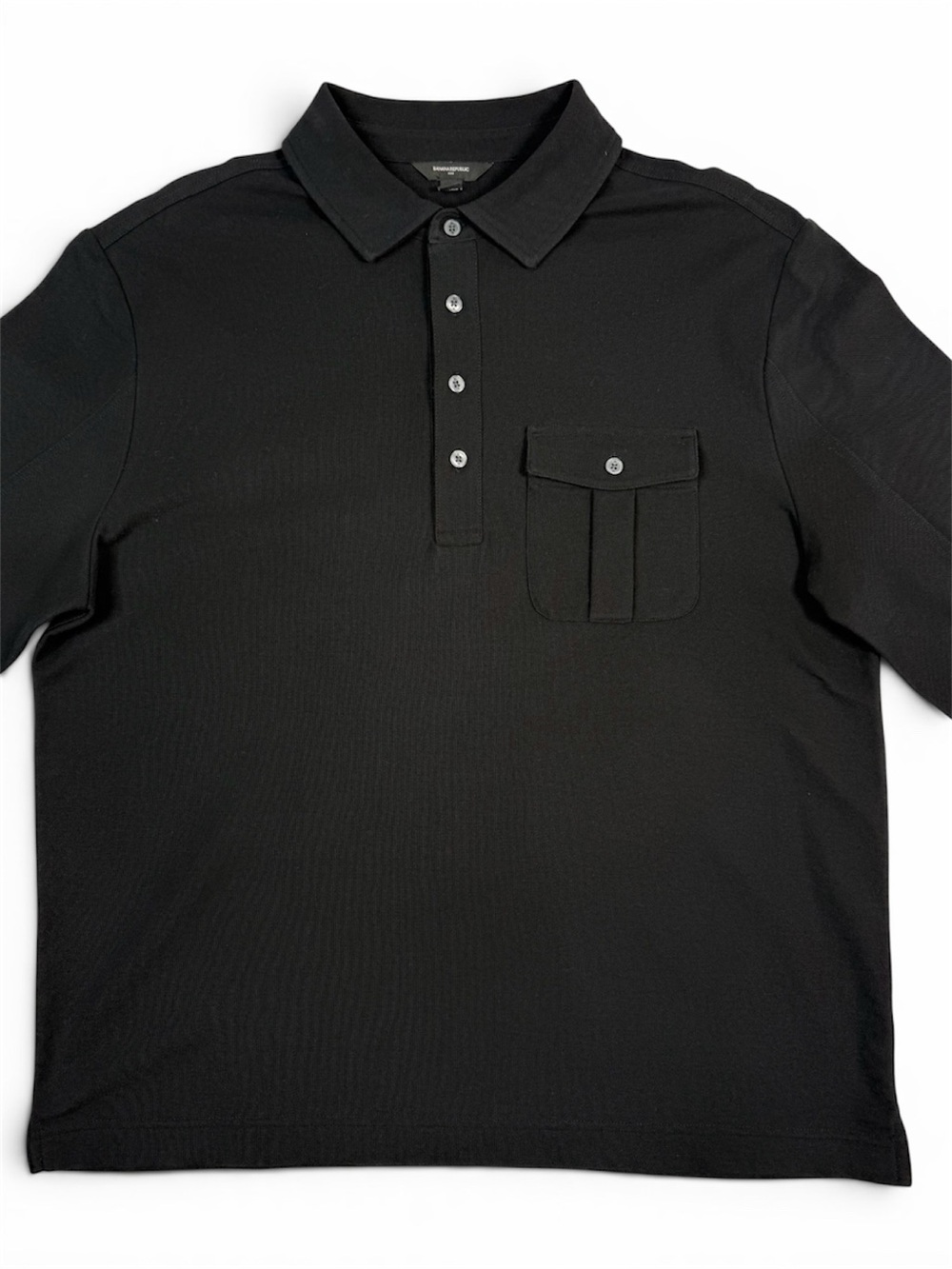 Banana Republic Black Honeycomb Piqué Long Sleeve Polo Shirt Men’s Large NWOT